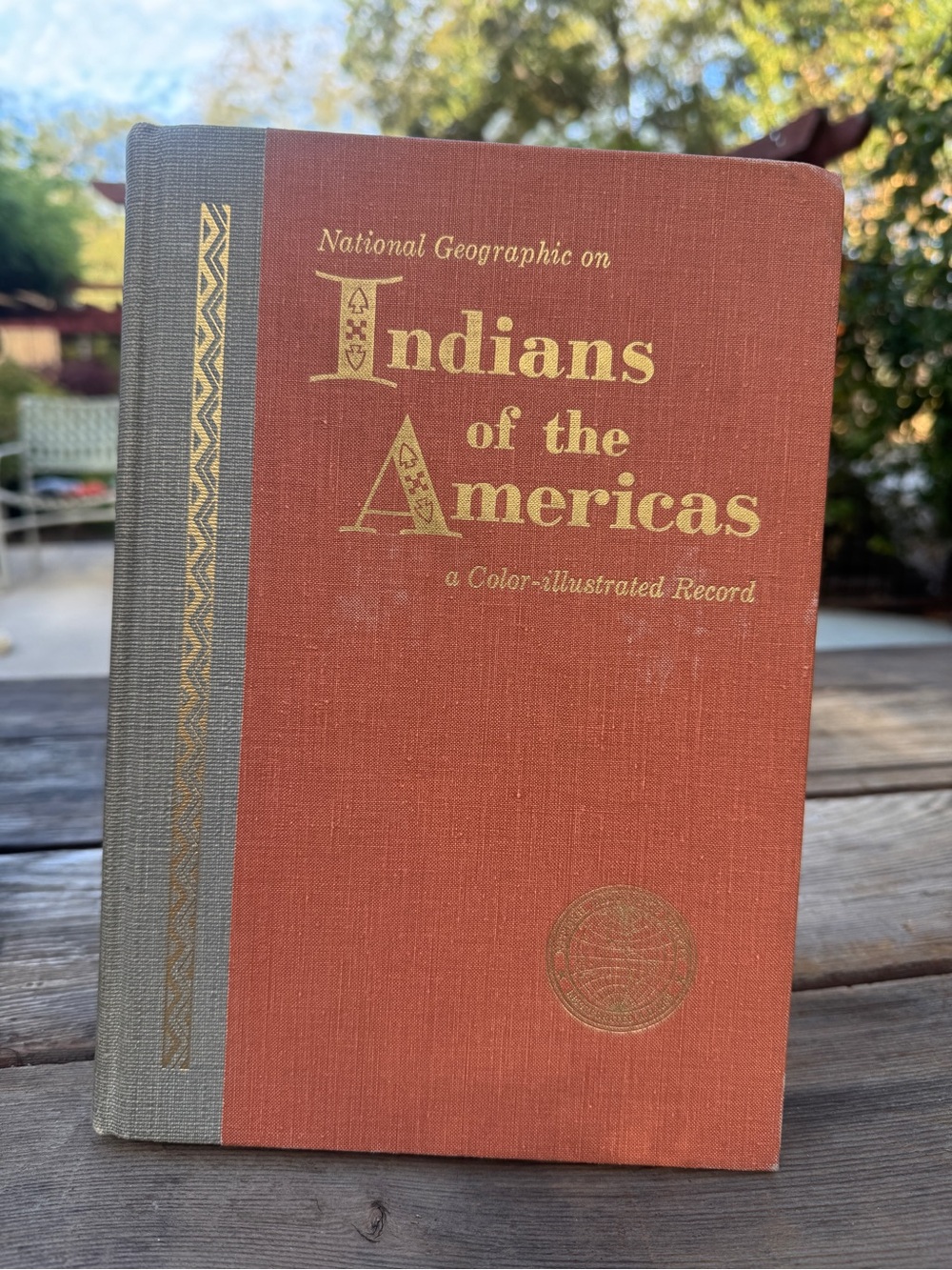 National Geographic clothbound book in rust orange and gray with gold lettering